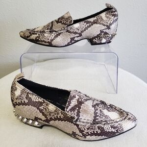 BEAST Snake Embossed Studded Heels Loafer
